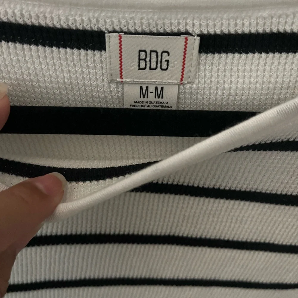 BDG WaffleStriped Long Sleeve Top - Black and White NWOT